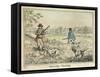 Partridge, Two Men and Their Dogs Looking for Partridge in an Open Field-Henry Thomas Alken-Framed Stretched Canvas