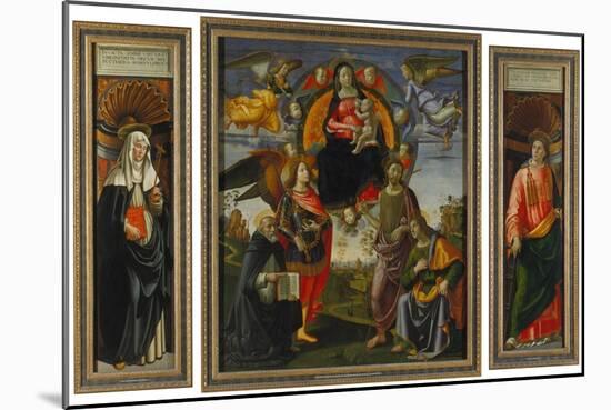 Parts of the Highaltar of S. Maria Novella Florence: Katharina V. Siena, Madonna with Child-Domenico Ghirlandaio-Mounted Giclee Print