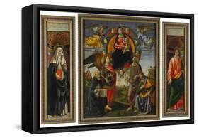 Parts of the Highaltar of S. Maria Novella Florence: Katharina V. Siena, Madonna with Child-Domenico Ghirlandaio-Framed Stretched Canvas