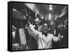 Party Aboard New Haven Train-Peter Stackpole-Framed Stretched Canvas