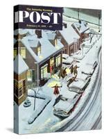 "Party After Snowfall" Saturday Evening Post Cover, February 12, 1955-Ben Kimberly Prins-Stretched Canvas