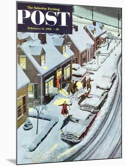 "Party After Snowfall" Saturday Evening Post Cover, February 12, 1955-Ben Kimberly Prins-Mounted Giclee Print