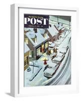 "Party After Snowfall" Saturday Evening Post Cover, February 12, 1955-Ben Kimberly Prins-Framed Giclee Print