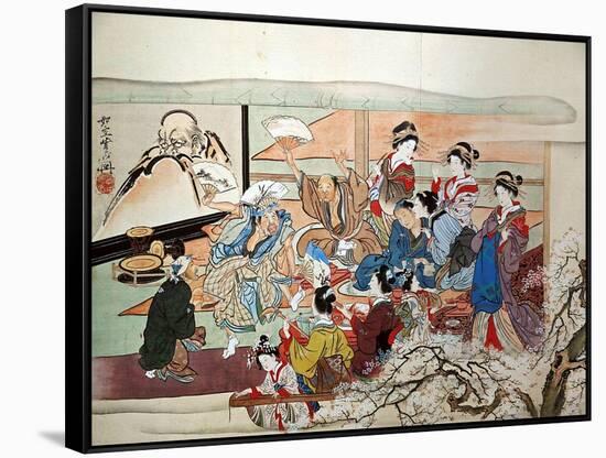 Party at Yoshiwara-Kyosai Kawanabe-Framed Stretched Canvas