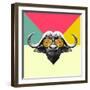 Party Buffalo in Glasses-Lisa Kroll-Framed Art Print