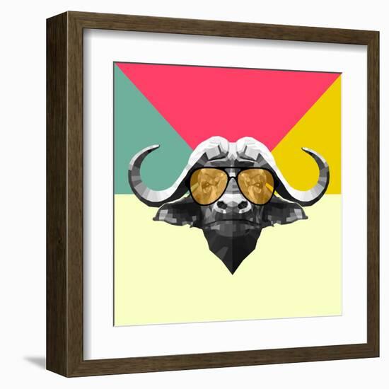 Party Buffalo in Glasses-Lisa Kroll-Framed Art Print