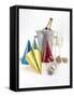 Party Hats, Streamers and Champagne-null-Framed Stretched Canvas