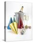 Party Hats, Streamers and Champagne-null-Stretched Canvas