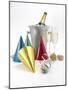 Party Hats, Streamers and Champagne-null-Mounted Photographic Print