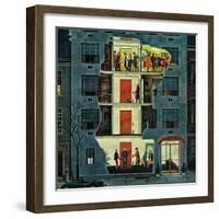 "Party Holding Up the Elevator," February 25, 1961-Ben Kimberly Prins-Framed Premium Giclee Print