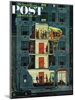 "Party Holding Up the Elevator," Saturday Evening Post Cover, February 25, 1961-Ben Kimberly Prins-Mounted Giclee Print