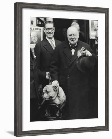Party Leader Winston Churchill Making a Speech Outside the Conservative Club, Wanstead, England-null-Framed Photo