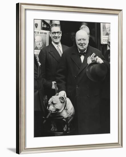 Party Leader Winston Churchill Making a Speech Outside the Conservative Club, Wanstead, England-null-Framed Photo