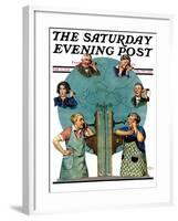 "Party Line," Saturday Evening Post Cover, March 17, 1928-Lawrence Toney-Framed Giclee Print