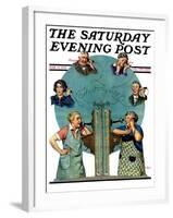 "Party Line," Saturday Evening Post Cover, March 17, 1928-Lawrence Toney-Framed Giclee Print