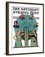 "Party Line," Saturday Evening Post Cover, March 17, 1928-Lawrence Toney-Framed Giclee Print