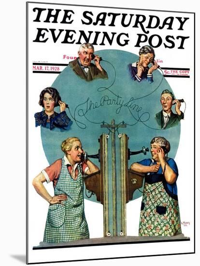 "Party Line," Saturday Evening Post Cover, March 17, 1928-Lawrence Toney-Mounted Giclee Print
