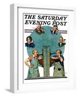 "Party Line," Saturday Evening Post Cover, March 17, 1928-Lawrence Toney-Framed Giclee Print