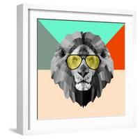 Party Lion in Glasses-Lisa Kroll-Framed Premium Giclee Print