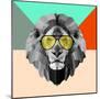 Party Lion in Glasses-Lisa Kroll-Mounted Premium Giclee Print