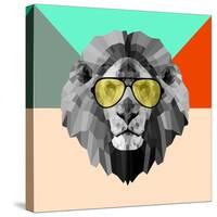 Party Lion in Glasses-Lisa Kroll-Stretched Canvas