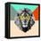 Party Lion in Glasses-Lisa Kroll-Framed Stretched Canvas