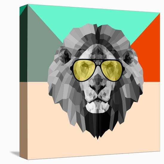 Party Lion in Glasses-Lisa Kroll-Stretched Canvas