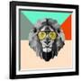 Party Lion in Glasses-Lisa Kroll-Framed Art Print