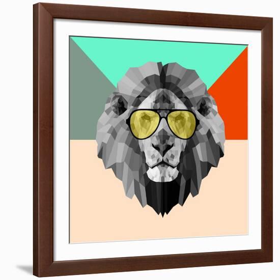 Party Lion in Glasses-Lisa Kroll-Framed Art Print