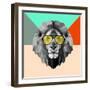 Party Lion in Glasses-Lisa Kroll-Framed Art Print