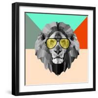 Party Lion in Glasses-Lisa Kroll-Framed Art Print