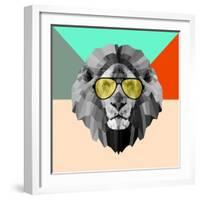 Party Lion in Glasses-Lisa Kroll-Framed Art Print