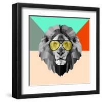 Party Lion in Glasses-Lisa Kroll-Framed Art Print