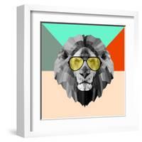 Party Lion in Glasses-Lisa Kroll-Framed Art Print