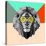 Party Lion in Glasses-Lisa Kroll-Stretched Canvas