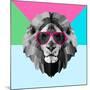 Party Lion in Red Glasses-Lisa Kroll-Mounted Art Print