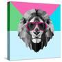 Party Lion in Red Glasses-Lisa Kroll-Stretched Canvas