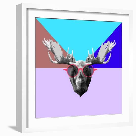 Party Moose in Glasses-Lisa Kroll-Framed Art Print