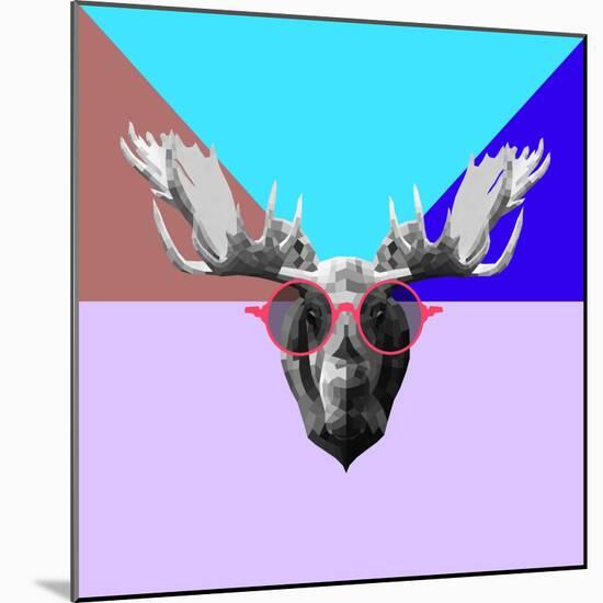 Party Moose in Glasses-Lisa Kroll-Mounted Art Print