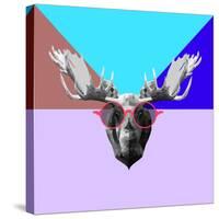Party Moose in Glasses-Lisa Kroll-Stretched Canvas