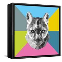 Party Mountain Lion-Lisa Kroll-Framed Stretched Canvas