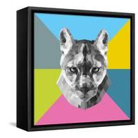 Party Mountain Lion-Lisa Kroll-Framed Stretched Canvas