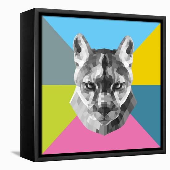 Party Mountain Lion-Lisa Kroll-Framed Stretched Canvas