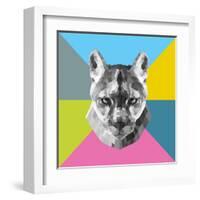 Party Mountain Lion-Lisa Kroll-Framed Art Print