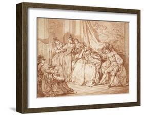 Party of Revellers (Graphite with Red Chalk on Off-White Paper, Edged with Black Ink)-Charles Nicolas II Cochin-Framed Giclee Print