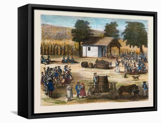 Party of the Harvest of the Grapes. Wine-null-Framed Stretched Canvas