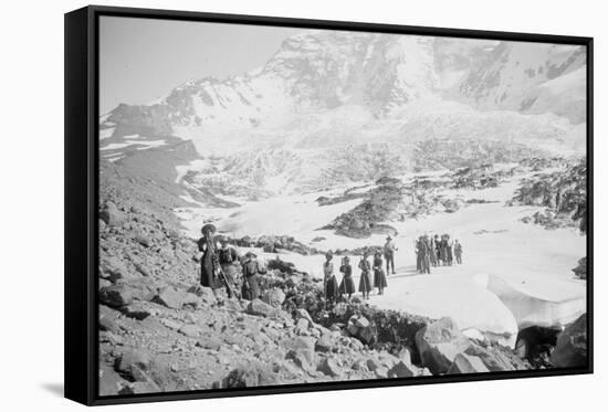 Party of Women Mountaineers in the North Cascades, Circa 1909-Asahel Curtis-Framed Stretched Canvas