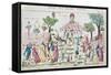 Party on the Champs-Elysees-null-Framed Stretched Canvas