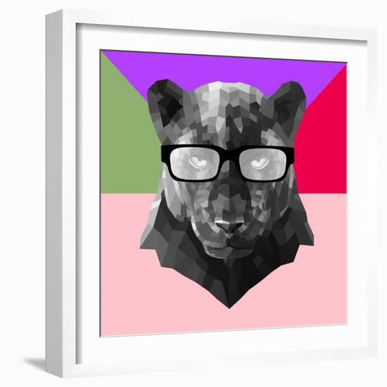 Party Panther in Glasses-Lisa Kroll-Framed Art Print