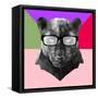 Party Panther in Glasses-Lisa Kroll-Framed Stretched Canvas